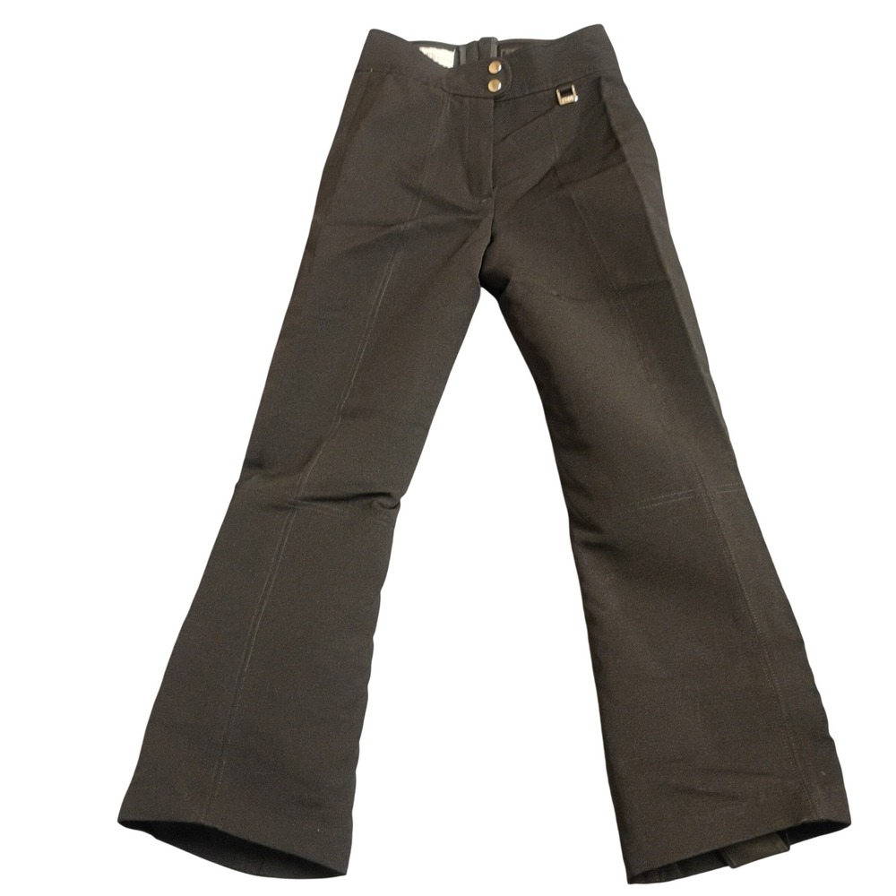 Fera Vintage Ski Pants Womens 8R Black Wool Blend Stirrup Swiss Fabric Retro